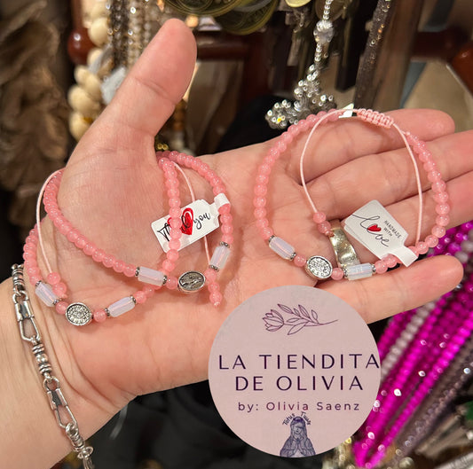 Miraculous Medal Pink Adjustable Bracelet 💗