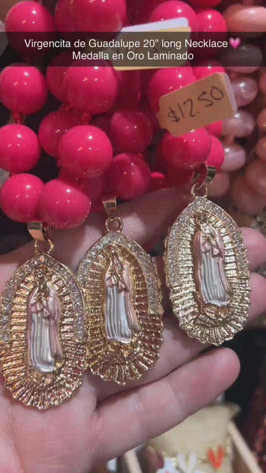 Virgencita de Guadalupe 20" Long Necklace 💗
Medalla en Oro Laminado