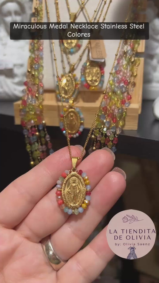 Miraculous Medal Necklace Stainless Steel Colores