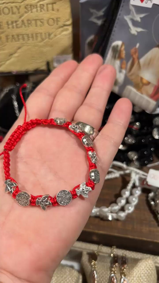 Holy Spirit & Saint Benedict Red Bracelet