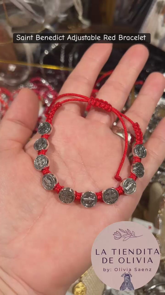 Saint Benedict Adjustable Red Bracelet